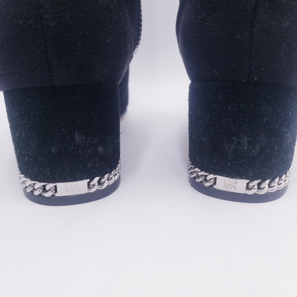 Michael Kors Sabrina Knee High Chain Heel Boots Black Suede Heeled Womens Size 8 - Picture 7 of 10